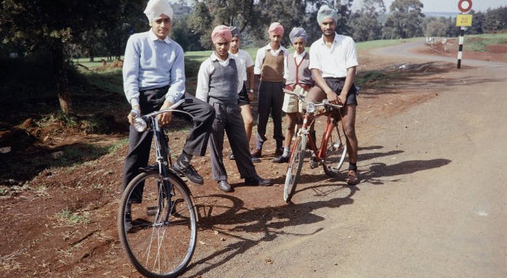 Sikh boys on bikes c. 1950s-1960s, perhaps east Africa