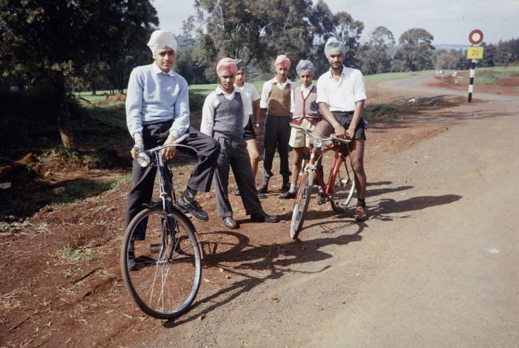 Sikh boys on bikes c. 1950s-1960s, perhaps east Africa