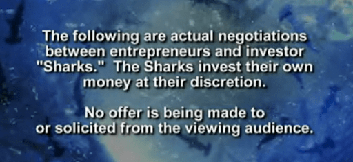 sharktank disclaimer